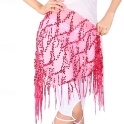 Belly Dance Dance Accessories Belt Glitter Tassel Pure Color Women's Performance Training High Polyester Sequined