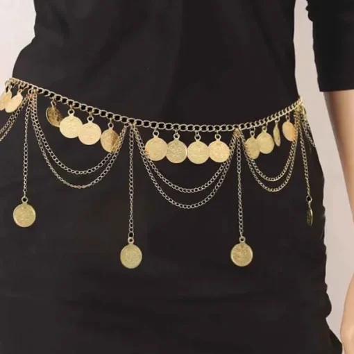 Belly Dance Dance Accessories Belt Metal Chain Gold Coin Silver Coin Women's Performance Training High Alloy