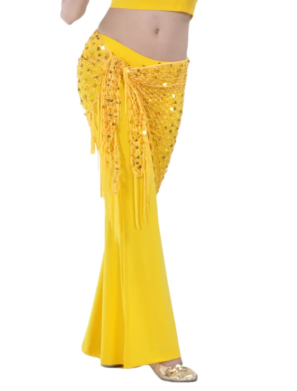 Belly Dance Hip Scarf Tassel Women's Training Chinlon