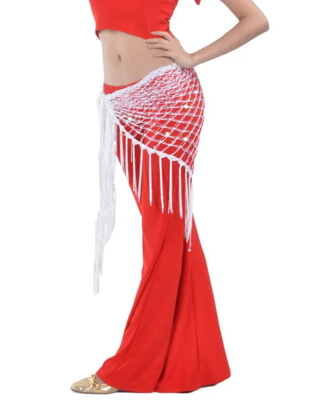 Belly Dance Hip Scarf Tassel Women's Training Chinlon