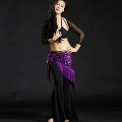 Belly Dance Hip Scarves Women's Performance Polyester Sequin / Tassel Hip Scarf
