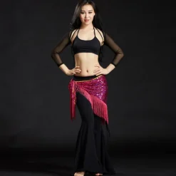 Belly Dance Hip Scarves Women's Performance Polyester Sequin / Tassel Hip Scarf