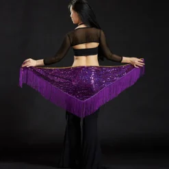 Belly Dance Hip Scarves Women's Performance Polyester Sequin / Tassel Hip Scarf