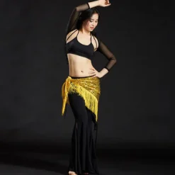 Belly Dance Hip Scarves Women's Performance Polyester Sequin / Tassel Hip Scarf