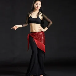 Belly Dance Hip Scarves Women's Performance Polyester Sequin / Tassel Hip Scarf