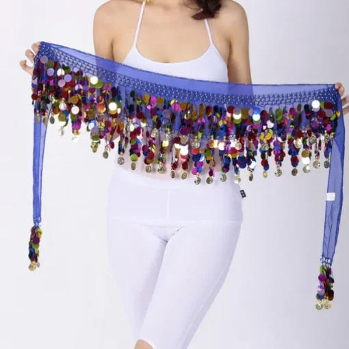 Belly Dance Hip Scarves Women's Performance Chiffon Paillette Hip Scarf