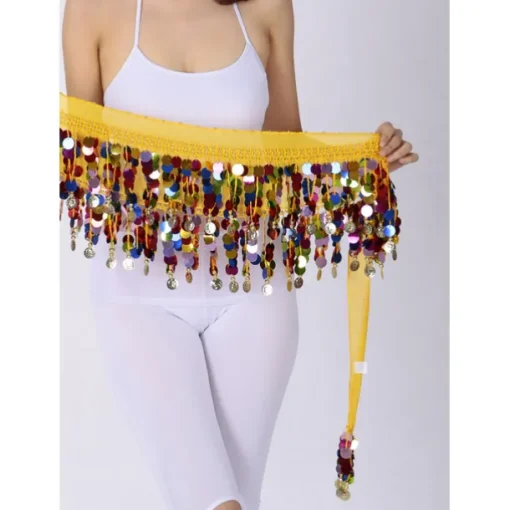 Belly Dance Hip Scarves Women's Performance Chiffon Paillette Hip Scarf