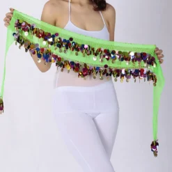 Belly Dance Hip Scarves Women's Performance Chiffon Paillette Hip Scarf