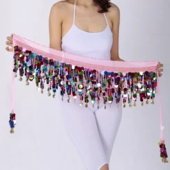 Belly Dance Hip Scarves Women's Performance Chiffon Paillette Hip Scarf