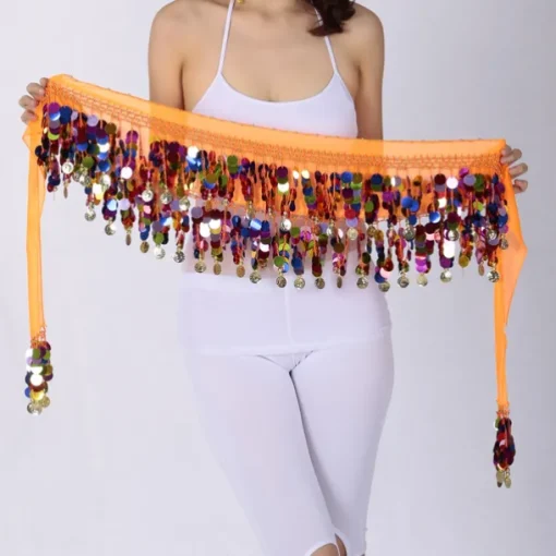 Belly Dance Hip Scarves Women's Performance Chiffon Paillette Hip Scarf