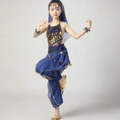 Belly Dance Kids' Dancewear Top Side Draping Ruching Splicing Girls' Performance Training Short Sleeve Natural Polyester Sequined