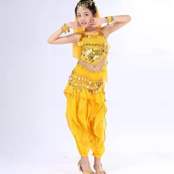 Belly Dance Kids' Dancewear Top Side Draping Ruching Splicing Girls' Performance Training Short Sleeve Natural Polyester Sequined