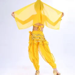 Belly Dance Kids' Dancewear Top Side Draping Ruching Splicing Girls' Performance Training Short Sleeve Natural Polyester Sequined