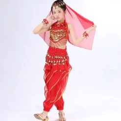 Belly Dance Kids' Dancewear Top Side Draping Ruching Splicing Girls' Performance Training Short Sleeve Natural Polyester Sequined