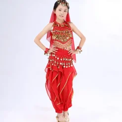 Belly Dance Kids' Dancewear Top Side Draping Ruching Splicing Girls' Performance Training Short Sleeve Natural Polyester Sequined