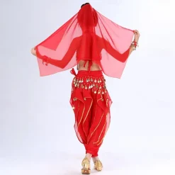 Belly Dance Kids' Dancewear Top Side Draping Ruching Splicing Girls' Performance Training Short Sleeve Natural Polyester Sequined