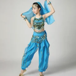 Belly Dance Kids' Dancewear Top Side Draping Ruching Splicing Girls' Performance Training Short Sleeve Natural Polyester Sequined