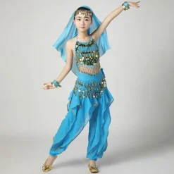 Belly Dance Kids' Dancewear Top Side Draping Ruching Splicing Girls' Performance Training Short Sleeve Natural Polyester Sequined