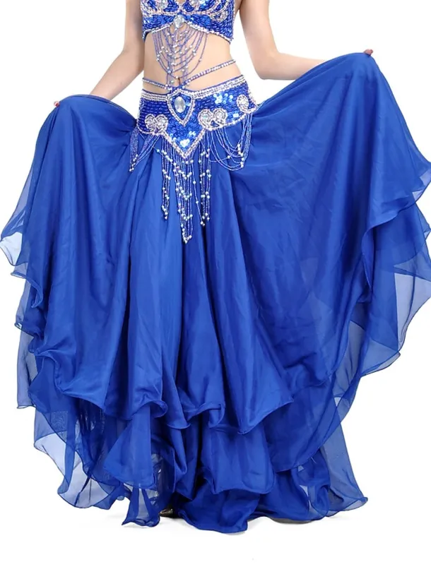 Belly Dance Skirt Draping Tier Women's Training Natural Chiffon
