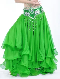 Belly Dance Skirt Draping Tier Women's Training Natural Chiffon