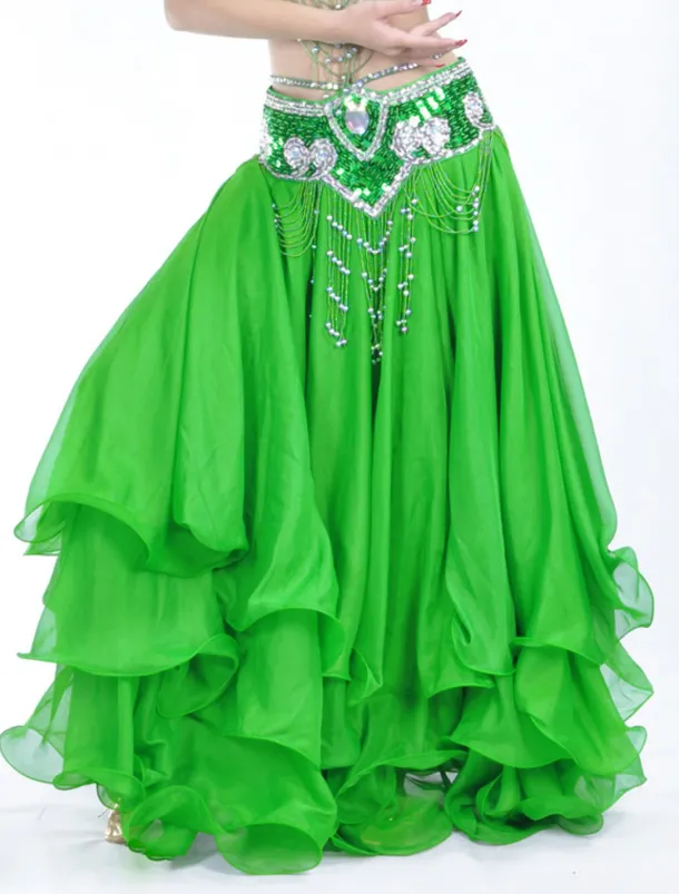 Belly Dance Skirt Draping Tier Women's Training Natural Chiffon