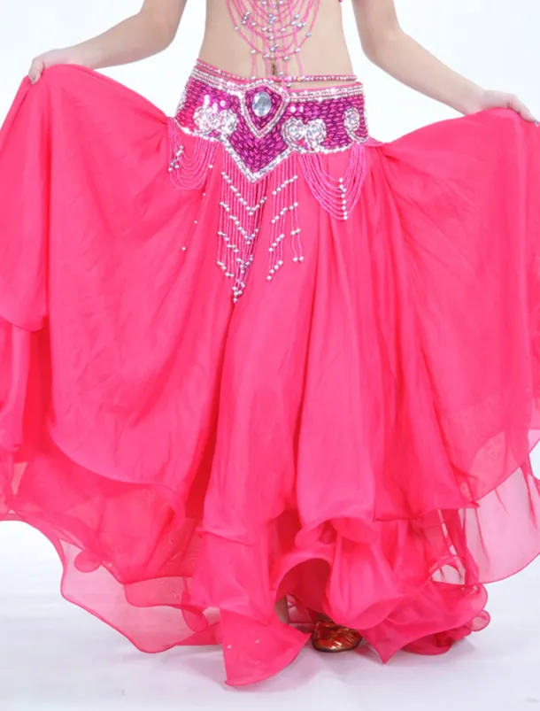 Belly Dance Skirt Draping Tier Women's Training Natural Chiffon
