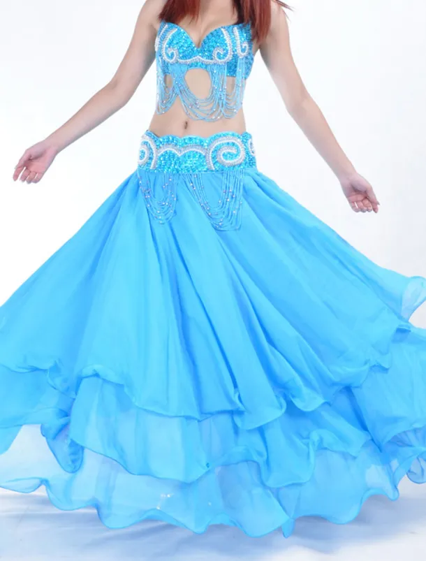 Belly Dance Skirt Draping Tier Women's Training Natural Chiffon