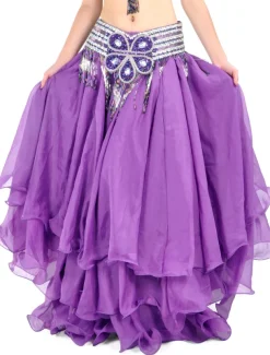 Belly Dance Skirt Draping Tier Women's Training Natural Chiffon