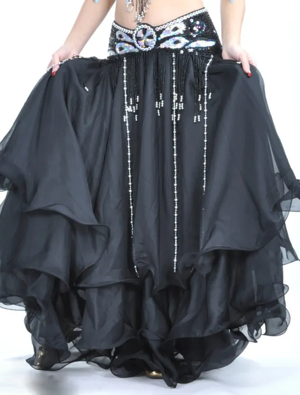 Belly Dance Skirt Draping Tier Women's Training Natural Chiffon