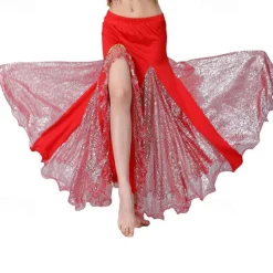 Belly Dance Skirt Sequin Split Dance Costume Set Hip-Hugging Skirt Stage Performance Competition Skirt
