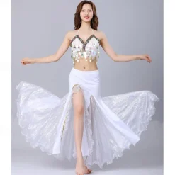 Belly Dance Skirt Sequin Split Dance Costume Set Hip-Hugging Skirt Stage Performance Competition Skirt