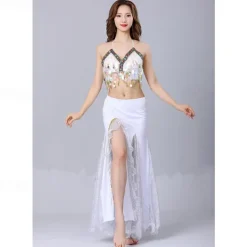 Belly Dance Skirt Sequin Split Dance Costume Set Hip-Hugging Skirt Stage Performance Competition Skirt