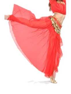Belly Dance Skirt Split Front Women's Training Performance Dropped Chiffon (WITHOUT Hip Scarf)