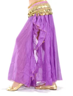Belly Dance Skirt Split Front Women's Training Performance Dropped Chiffon (WITHOUT Hip Scarf)