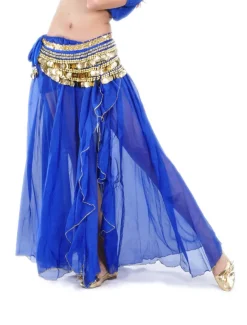Belly Dance Skirt Split Front Women's Training Performance Dropped Chiffon (WITHOUT Hip Scarf)