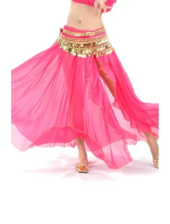 Belly Dance Skirt Split Front Women's Training Performance Dropped Chiffon (WITHOUT Hip Scarf)
