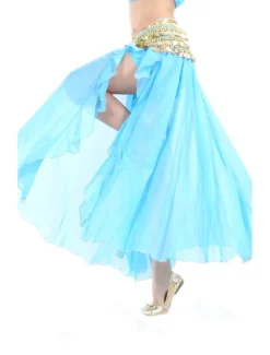 Belly Dance Skirt Split Front Women's Training Performance Dropped Chiffon (WITHOUT Hip Scarf)