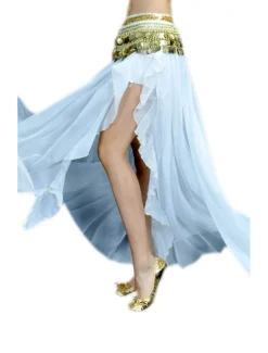 Belly Dance Skirt Split Front Women's Training Performance Dropped Chiffon (WITHOUT Hip Scarf)