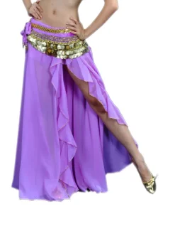 Belly Dance Skirt Split Front Women's Training Performance Dropped Chiffon (WITHOUT Hip Scarf)