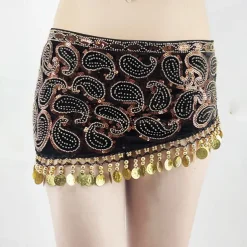 Belly Dance Skirts Gold Coin Beading Splicing Women's Performance Training High Polyester