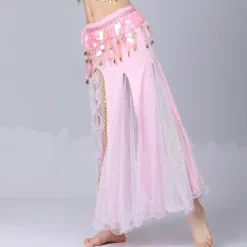 Belly Dance Skirts Pure Color Splicing Tulle Women's Performance Training High Cotton Blend