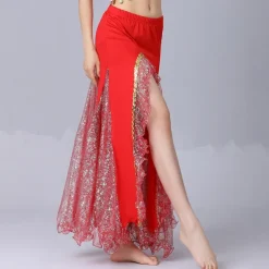 Belly Dance Skirts Pure Color Splicing Tulle Women's Performance Training High Cotton Blend