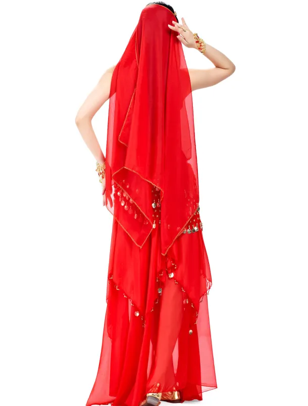 Belly Dance Top Coin Beading Sequin Women's Performance 7.87inch(20cm) Chiffon