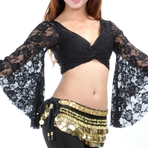 Belly Dance Top Lace Women's Performance Training Long Sleeve Lace