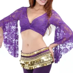 Belly Dance Top Lace Women's Performance Training Long Sleeve Lace