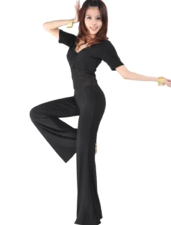 Belly Dance Top Ruffles Women's Training Half Sleeve Dropped Nylon Rayon