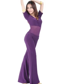 Belly Dance Top Ruffles Women's Training Half Sleeve Dropped Nylon Rayon