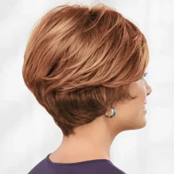 Bennett WhisperLite Wig Sophisticated Short Bob Wig with Feathery Layers and Lash-Skimming Bangs / Multi-tonal Shades of Blonde Silver Brown and Red