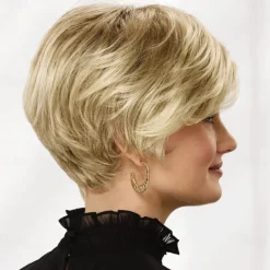 Bennett WhisperLite Wig Sophisticated Short Bob Wig with Feathery Layers and Lash-Skimming Bangs / Multi-tonal Shades of Blonde Silver Brown and Red