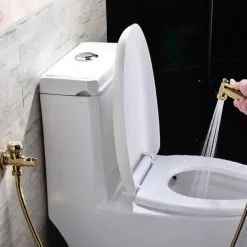 Bidet Faucet Handheld Bidet Sprayer, Antique Golden Luxury Diaper Water Shattaf Toilet Spray Set, Bathroom Baby Cloth Diaper Cleaning Sprayer Middle East